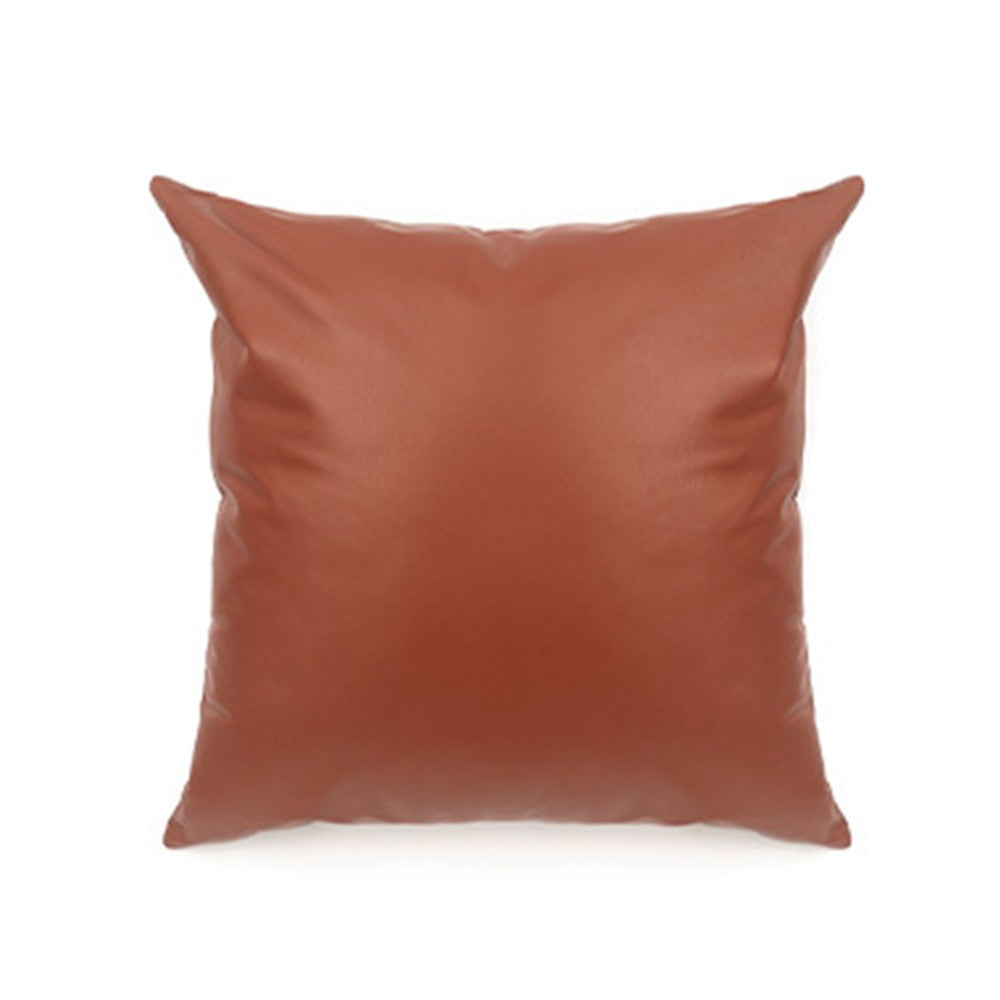 1Pc 45x45cm PU Leather Pillow Case Sofa Cushion Cover - Orange