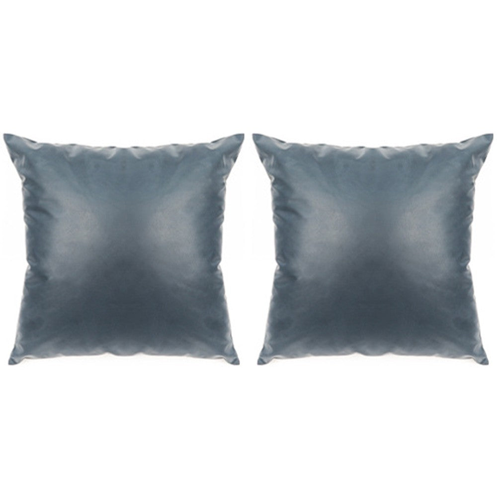 2Pcs 45x45cm PU Leather Pillow Case Sofa Cushion Cover - Blue