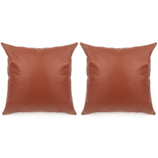 2Pcs 45x45cm PU Leather Pillow Case Sofa Cushion Cover - Orange