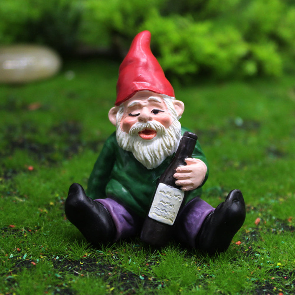 4Pcs Mini Drunk Dwarf Resin Gnomes Statues Garden Decor