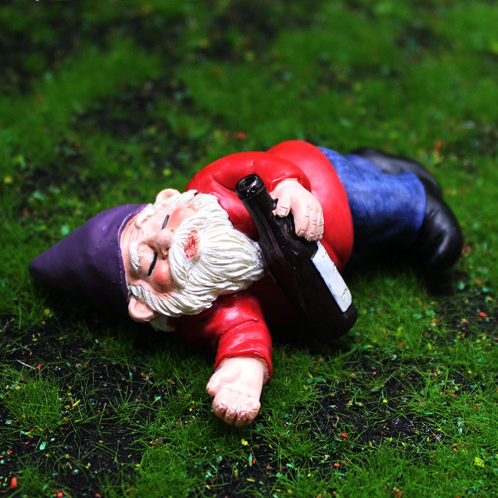4Pcs Mini Drunk Dwarf Resin Gnomes Statues Garden Decor