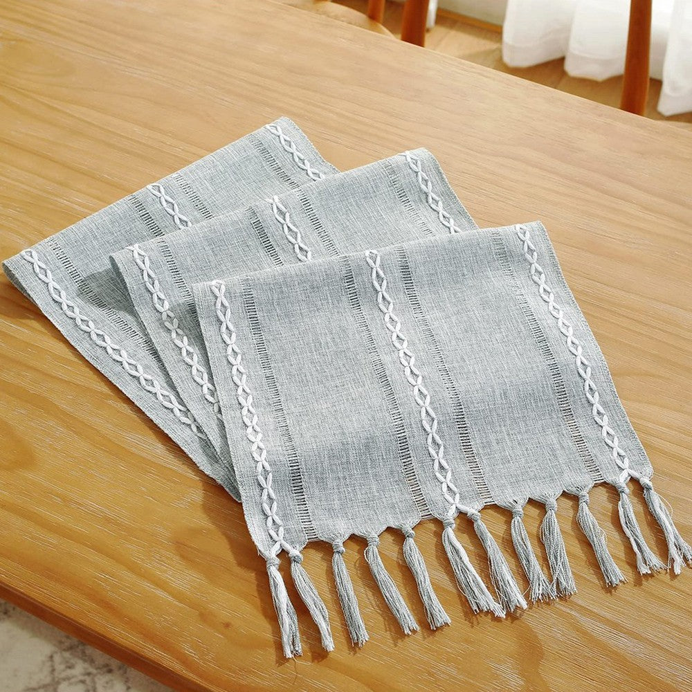 33x305cm Linen Table Runner Farmhouse Table Runner - Blue