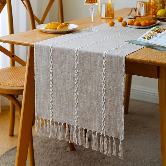 33x305cm Linen Table Runner Farmhouse Table Runner - Coffee