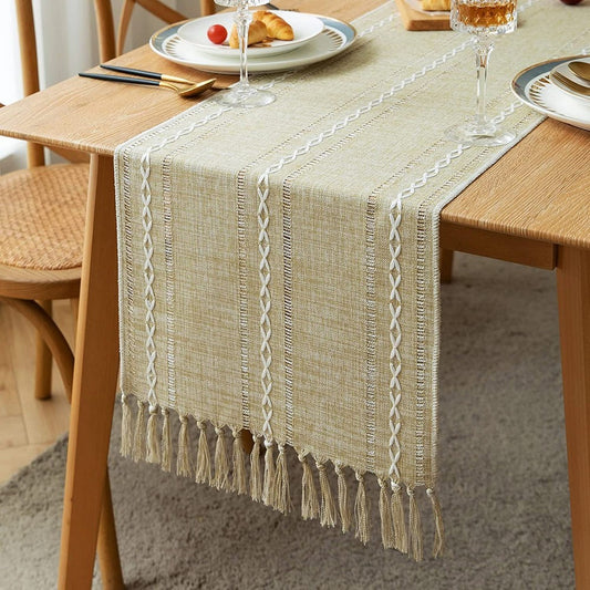 33x305cm Linen Table Runner Farmhouse Table Runner - Yellow