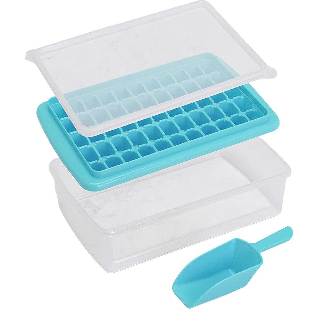 1Pc 55 Nugget Ice Cube Tray Easy Release Ice Cube Maker Mold with Bin - Blue