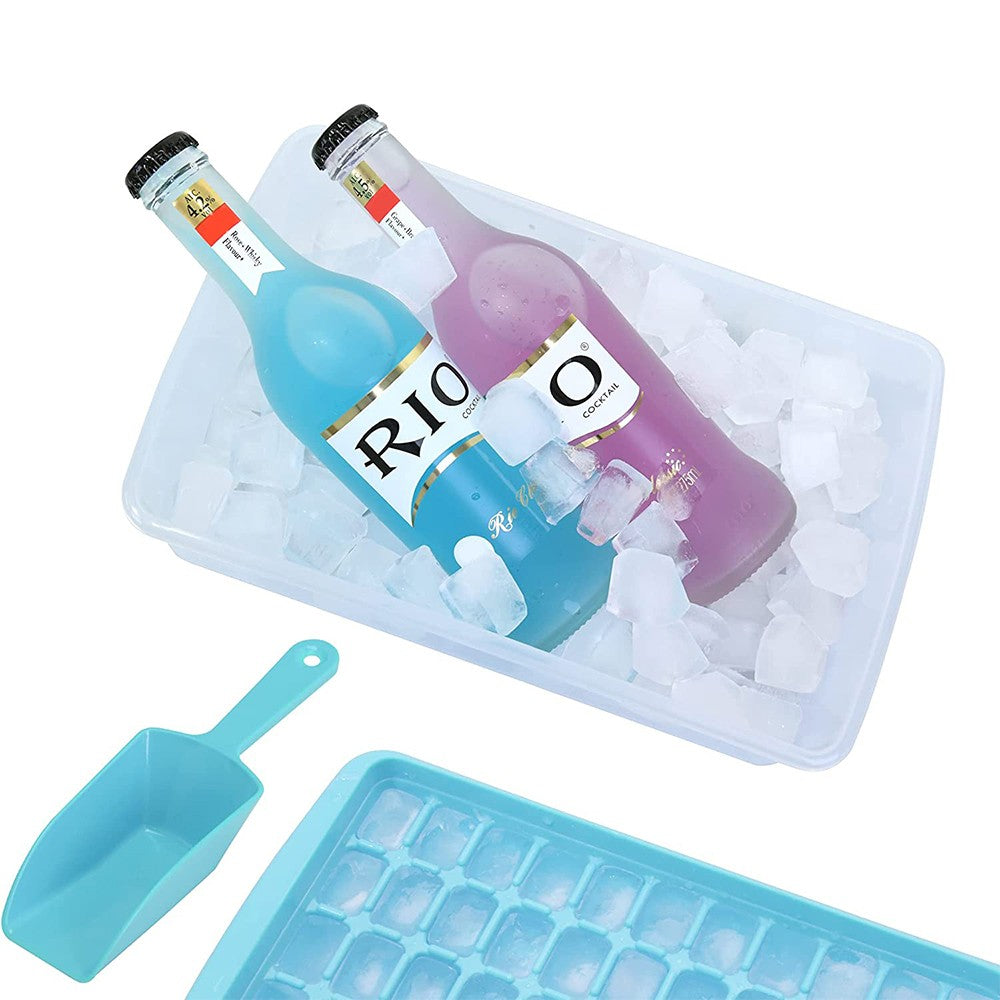 1Pc 55 Nugget Ice Cube Tray Easy Release Ice Cube Maker Mold with Bin - Blue