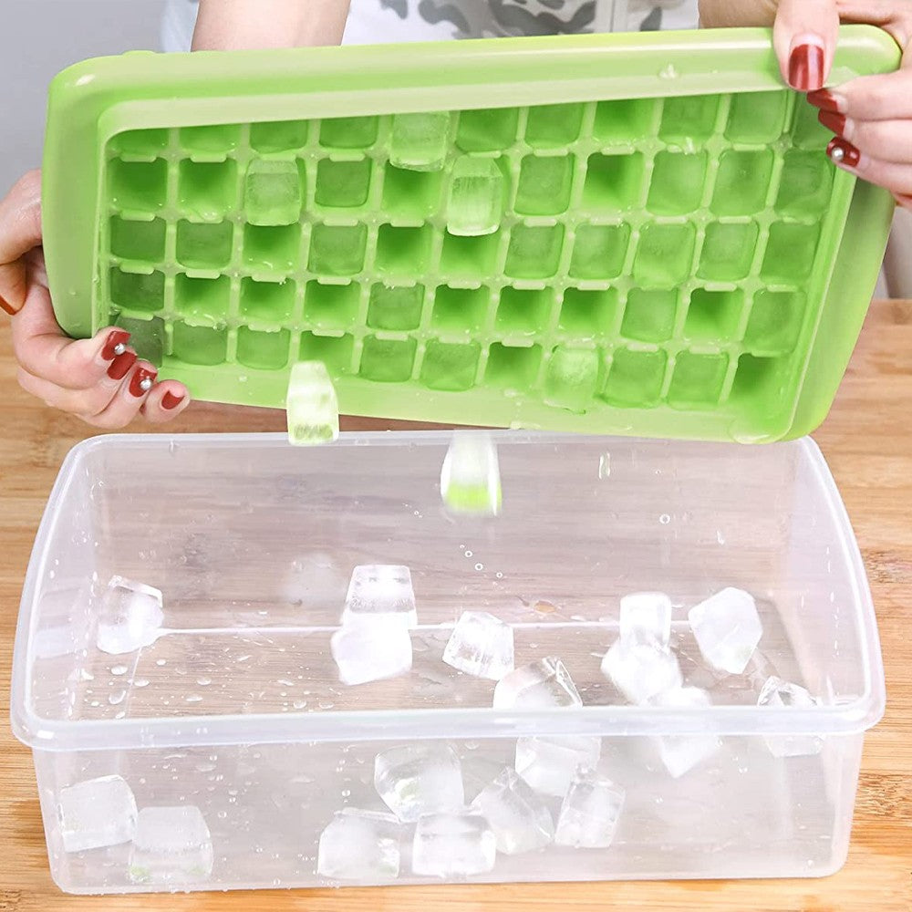 1Pc 55 Nugget Ice Cube Tray Easy Release Ice Cube Maker Mold with Bin - Green