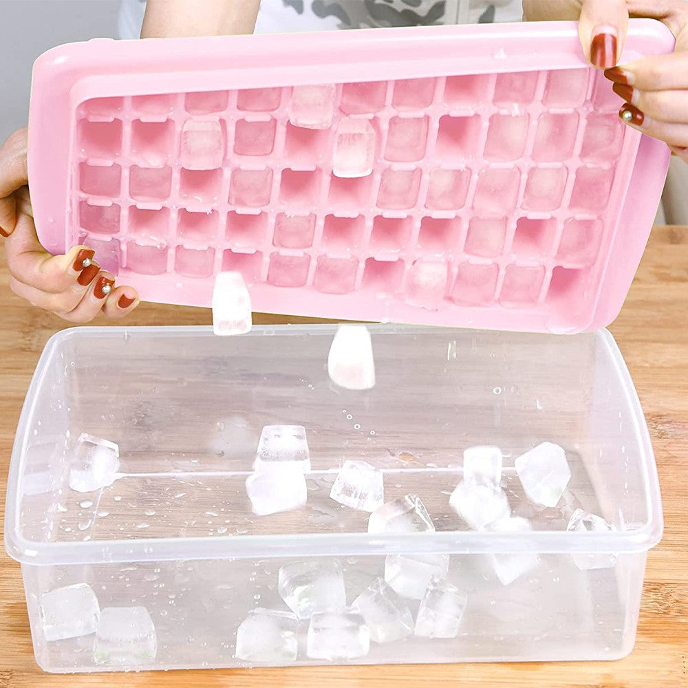 1Pc 55 Nugget Ice Cube Tray Easy Release Ice Cube Maker Mold with Bin - Pink
