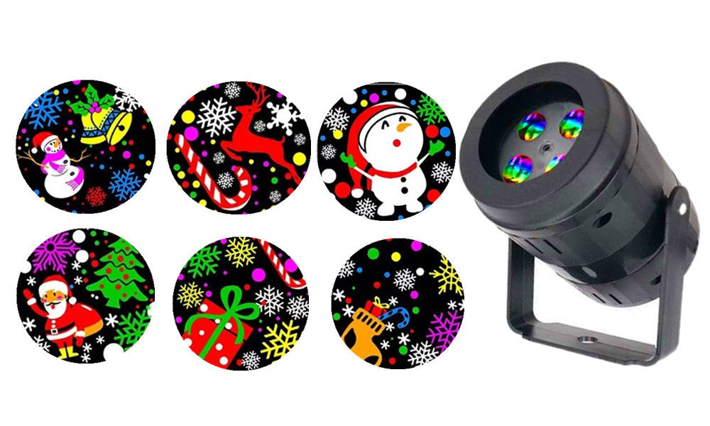USB Powered Christmas Projector LED Light Rotating Stage Light with 16 Christmas Patterns