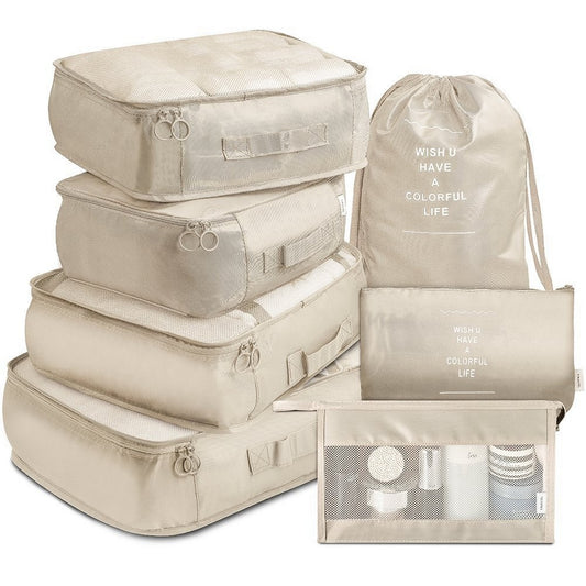 7Pcs Packing Cubes for Travel Lightweight Luggage Organizers - Beige