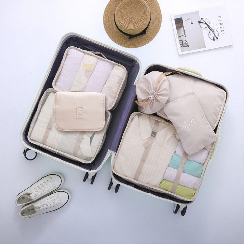 7Pcs Packing Cubes for Travel Lightweight Luggage Organizers - Beige