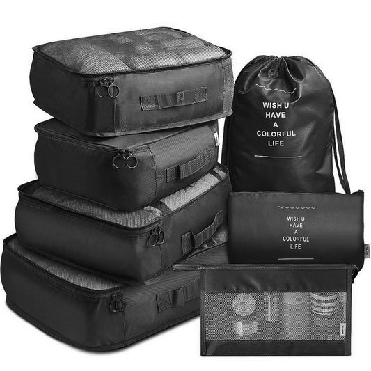 7Pcs Packing Cubes for Travel Lightweight Luggage Organizers - Black