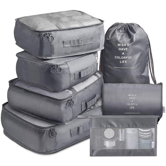 7Pcs Packing Cubes for Travel Lightweight Luggage Organizers - Grey