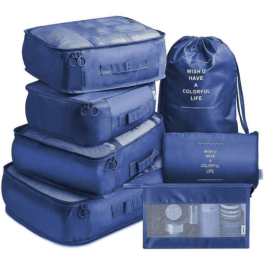 7Pcs Packing Cubes for Travel Lightweight Luggage Organizers - Navy Blue