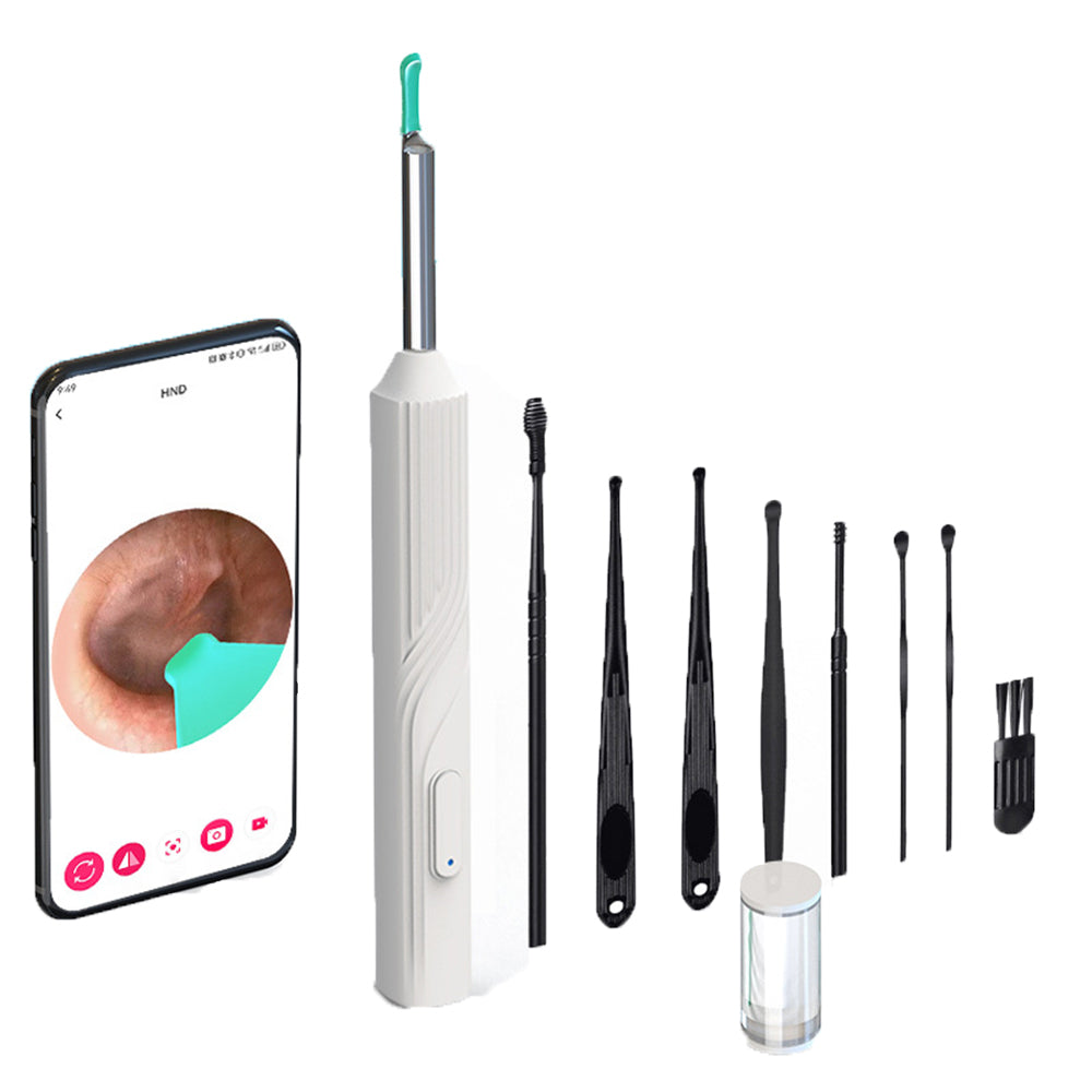 Wireless Otoscope Ear Wax Remover WiFi Earwax Removal Tool with Ear Camera-White