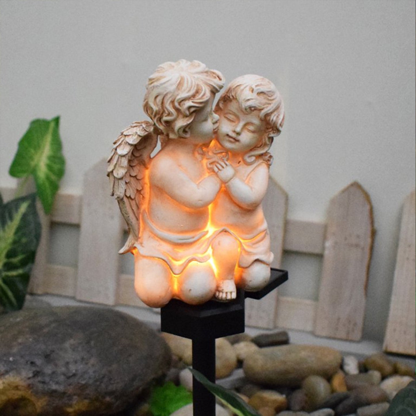 1Pc Solar Garden Light Resin Angel LED Light Yard Lamp Landscape Stake Light