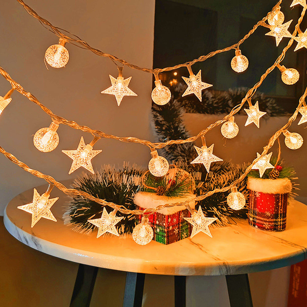 20 LEDs Star-Shaped Clear Fairy String Lights Star Clear Ball Warm Color