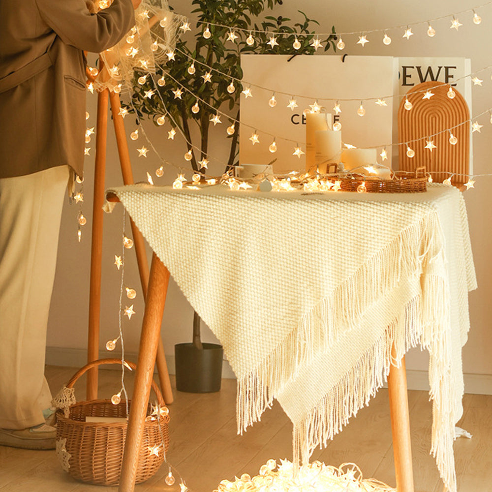 80 LEDs Star-Shaped Clear Fairy String Lights Star Clear Ball Warm Color