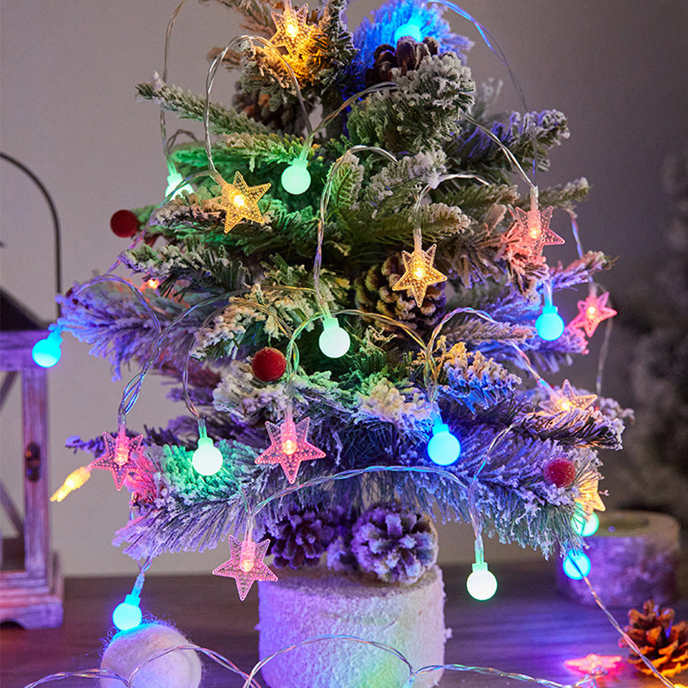 80 LEDs Star-Shaped Clear Fairy String Lights Star Clear Ball Multicolor