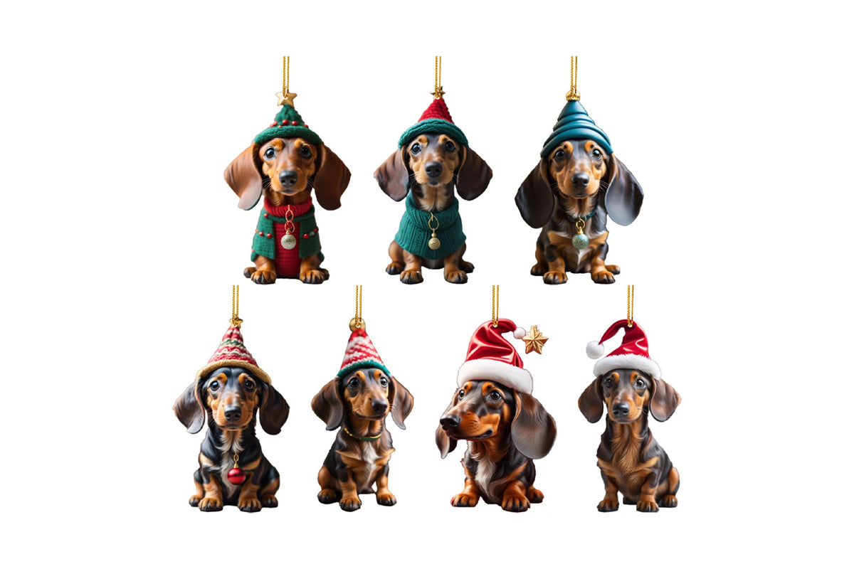 14Pcs Dachshund Dog Christmas Ornaments Xmas Tree Decor