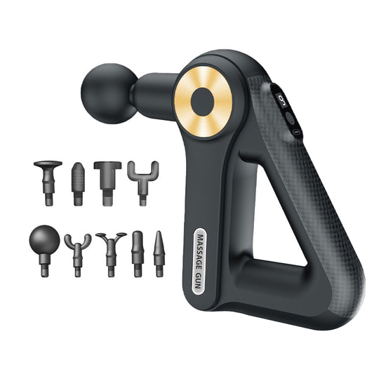 Electric Muscle Massage Gun Massager with 9 Massage Heads - Black with Gold
