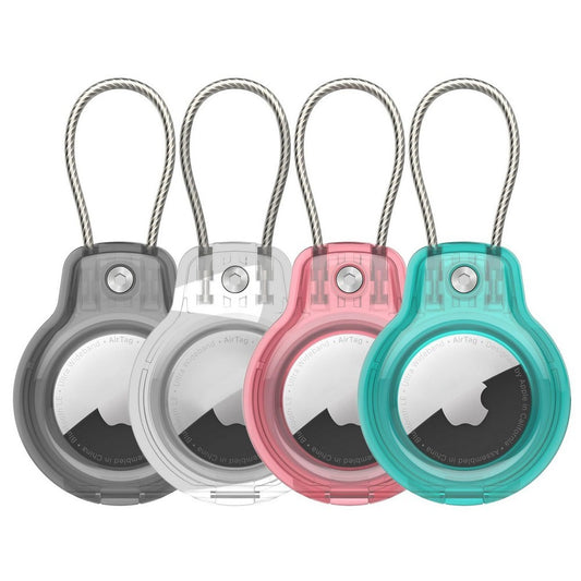 4Pcs for Apple AirTag Protective Case Secure Holder -Transparent+Black+Pink+Blue