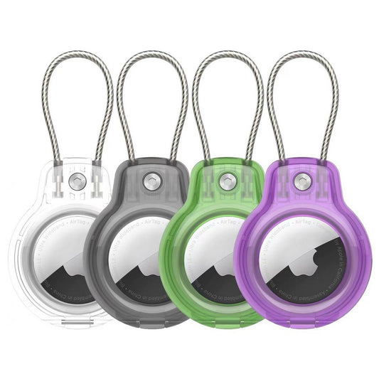 4Pcs for Apple AirTag Protective Case Secure Holder - Clear+Black+Green+Purple