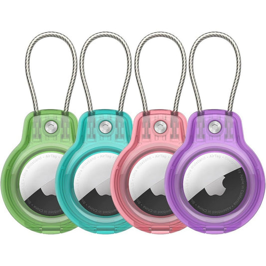 4Pcs for Apple AirTag Protective Case Secure Holder - Blue+Pink+Green+Purple