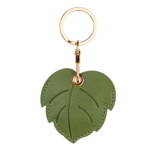 1Pc for Apple AirTag Protective Case Holder with Keychain Ring - Green Leaf