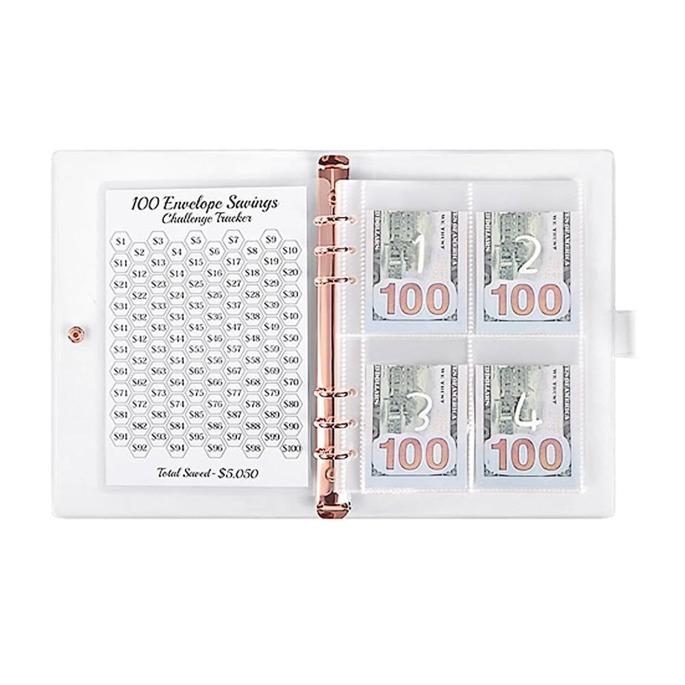 100 Envelopes Money Saving Challenge Binder Budget Planner Book - Pink