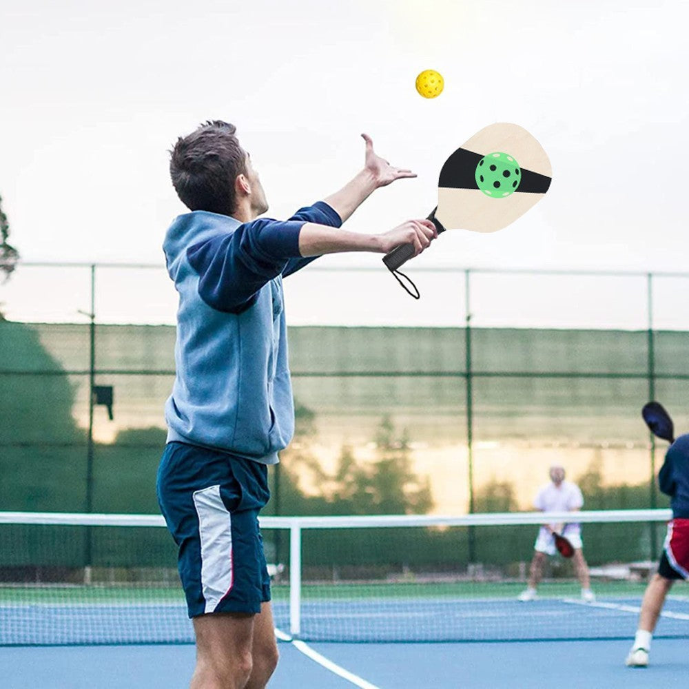 Wooden Pickleball Paddle Set with Drawstring Bag for Outdoor Exercise