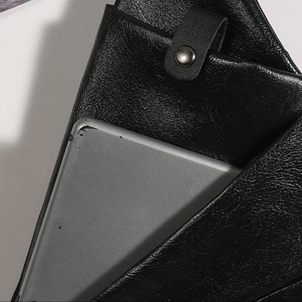Mens Anti-theft Sling Bag Chest Bag PU Leather Shoulder Crossbody Bag - Black