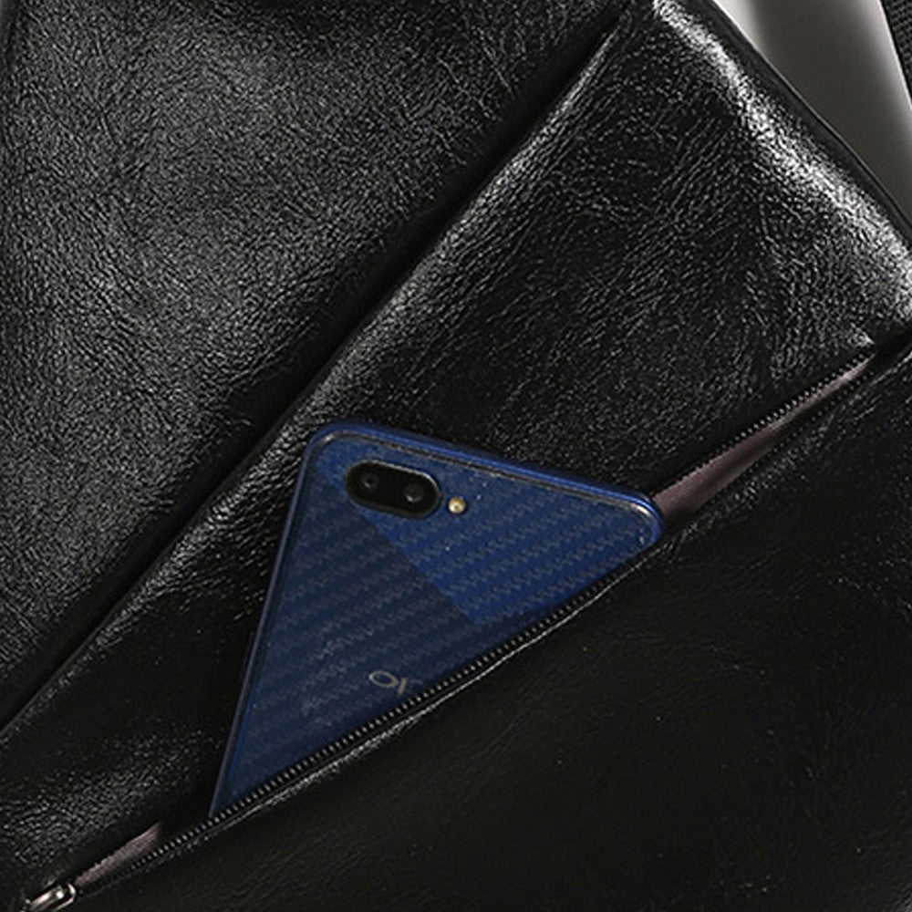 Mens Anti-theft Sling Bag Chest Bag PU Leather Shoulder Crossbody Bag - Black