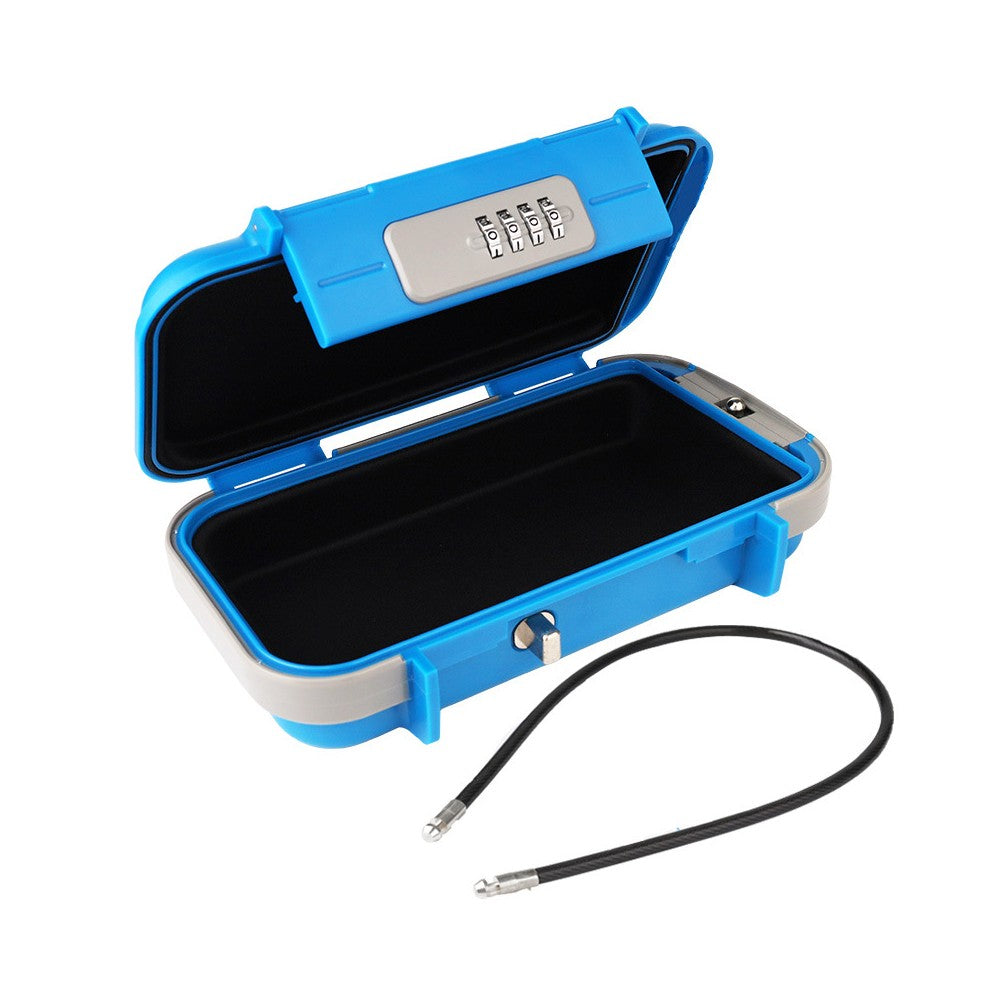 Portable Safe Box Anti-Theft Combination Lock Security Case with Chain - Blue