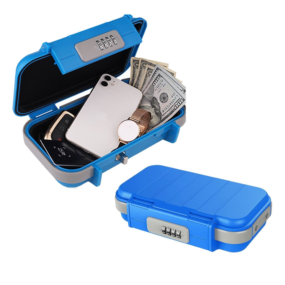 Portable Safe Box Anti-Theft Combination Lock Security Case with Chain - Blue