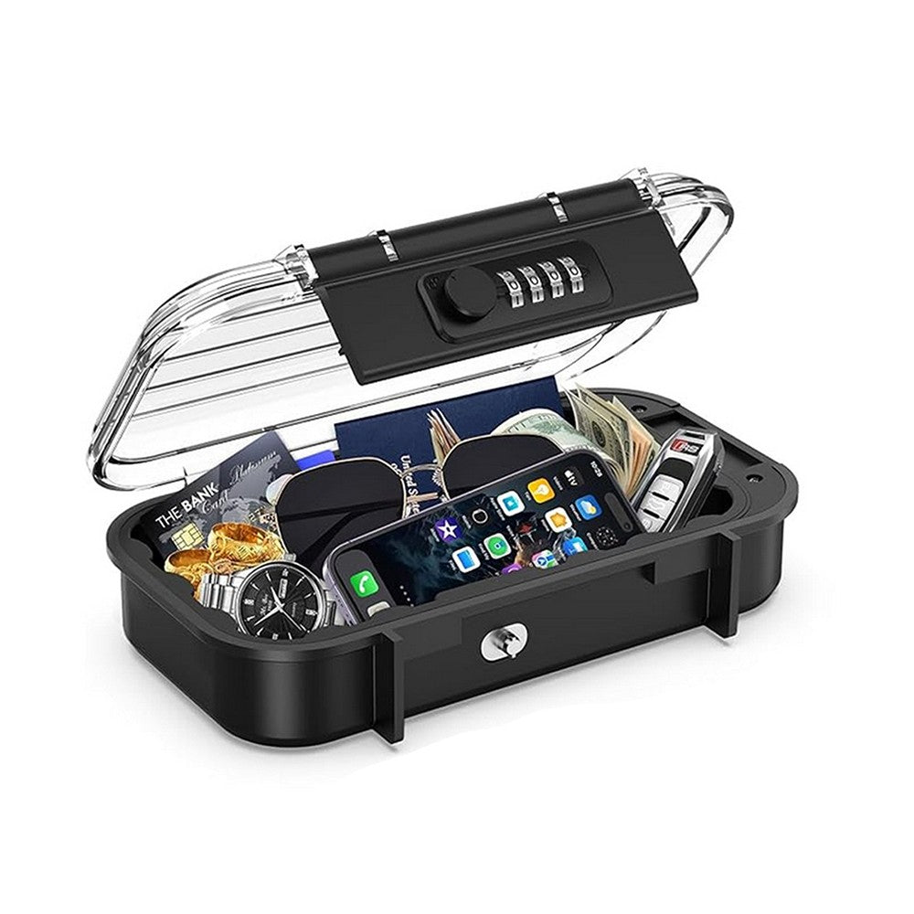 Portable Safe Box Anti-Theft Combination Lock Security Case with Chain - Clear