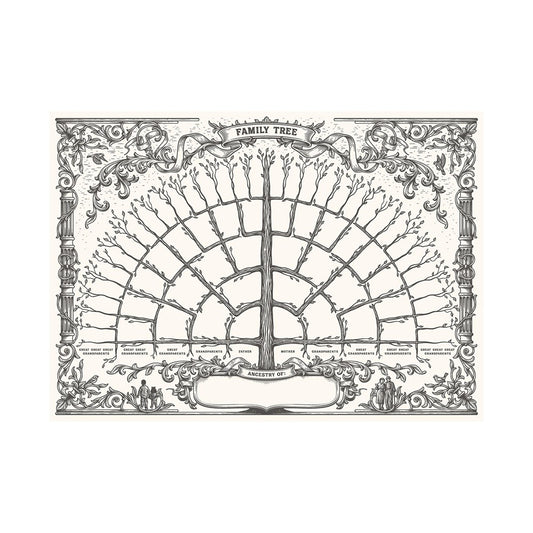 50x40cm Fillable Family Tree Chart Genealogy Poster Ancestry Chart - Style 1