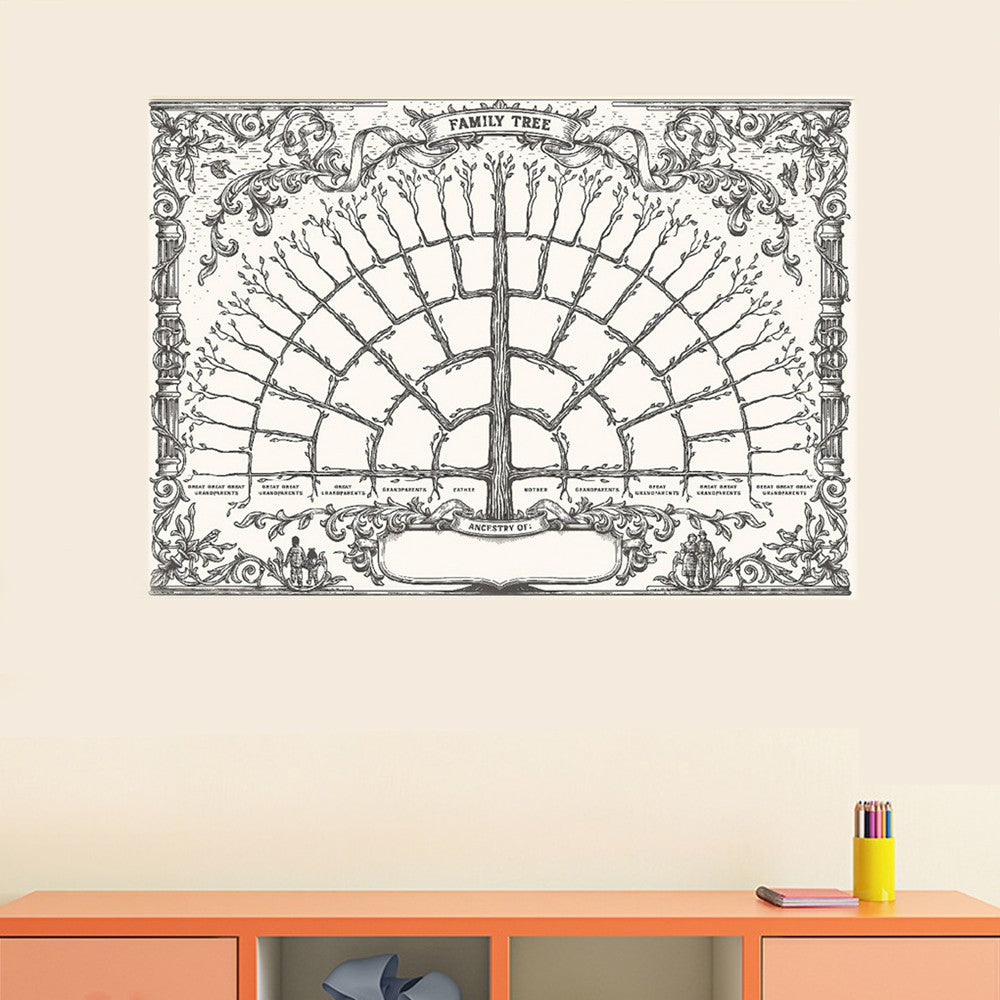 50x40cm Fillable Family Tree Chart Genealogy Poster Ancestry Chart - Style 1