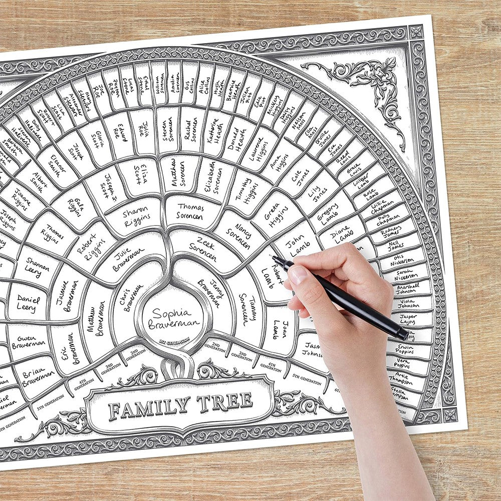 50x40cm Fillable Family Tree Chart Genealogy Poster Ancestry Chart - Style 2