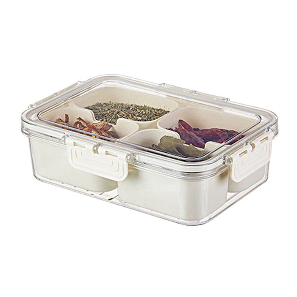 1Pc 4-Compartment Divided Serving Tray Snack Divided Platter Spice Box with Lid