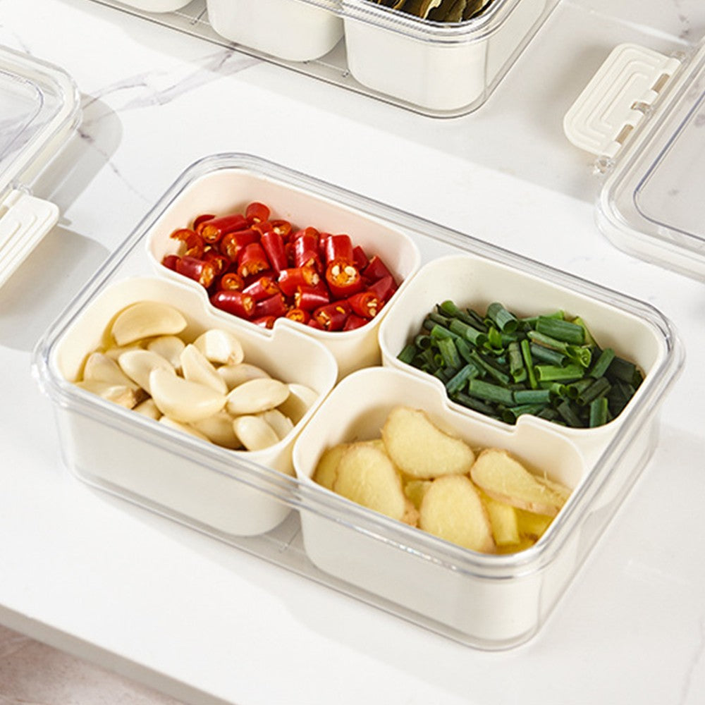 1Pc 4-Compartment Divided Serving Tray Snack Divided Platter Spice Box with Lid