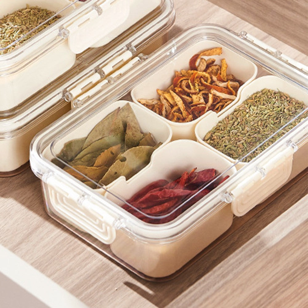 1Pc 4-Compartment Divided Serving Tray Snack Divided Platter Spice Box with Lid