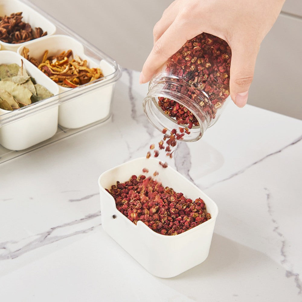 1Pc 4-Compartment Divided Serving Tray Snack Divided Platter Spice Box with Lid