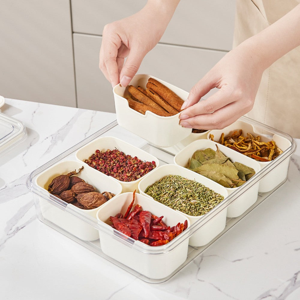 1Pc 8-Compartment Divided Serving Tray Snack Divided Platter Spice Box with Lid