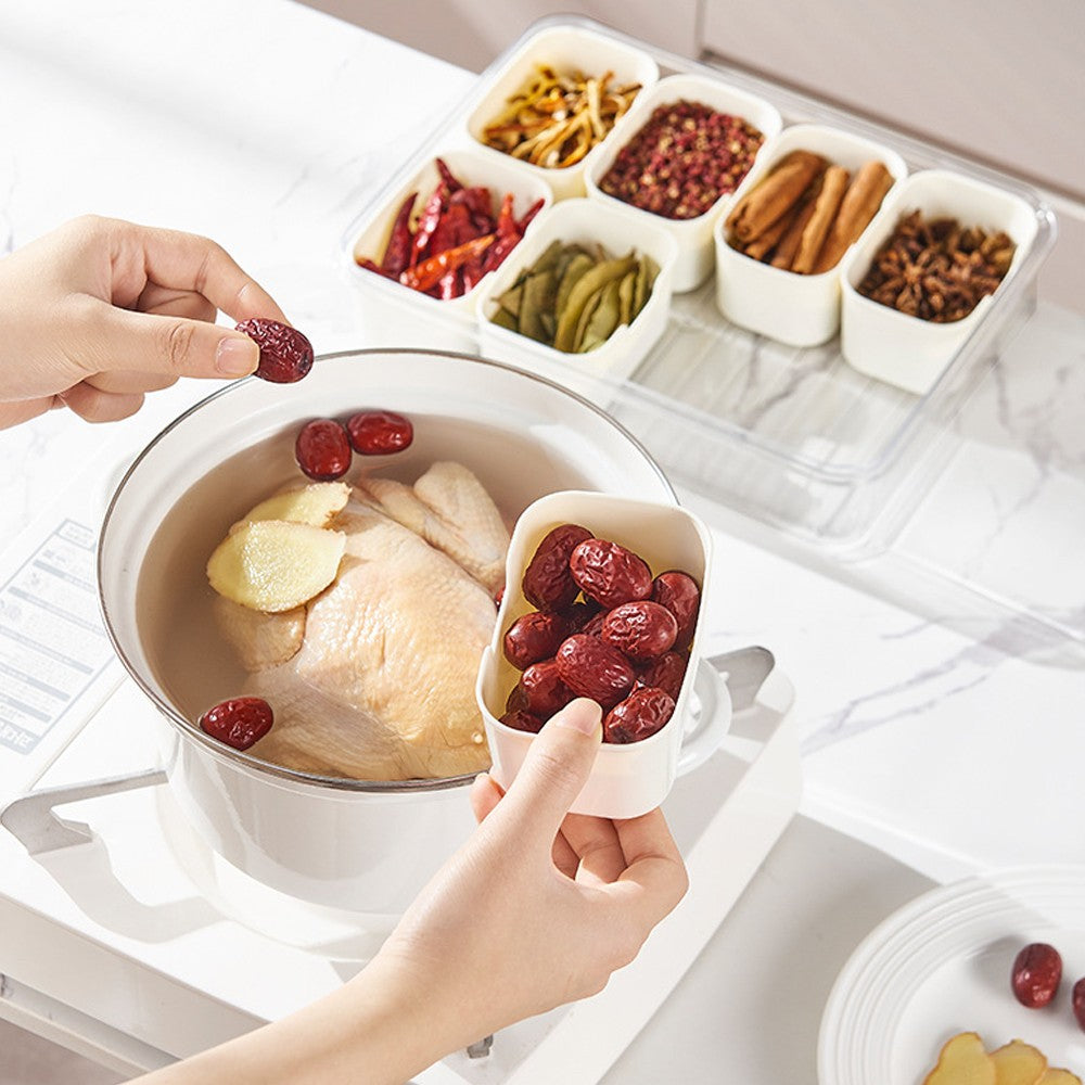 1Pc 8-Compartment Divided Serving Tray Snack Divided Platter Spice Box with Lid