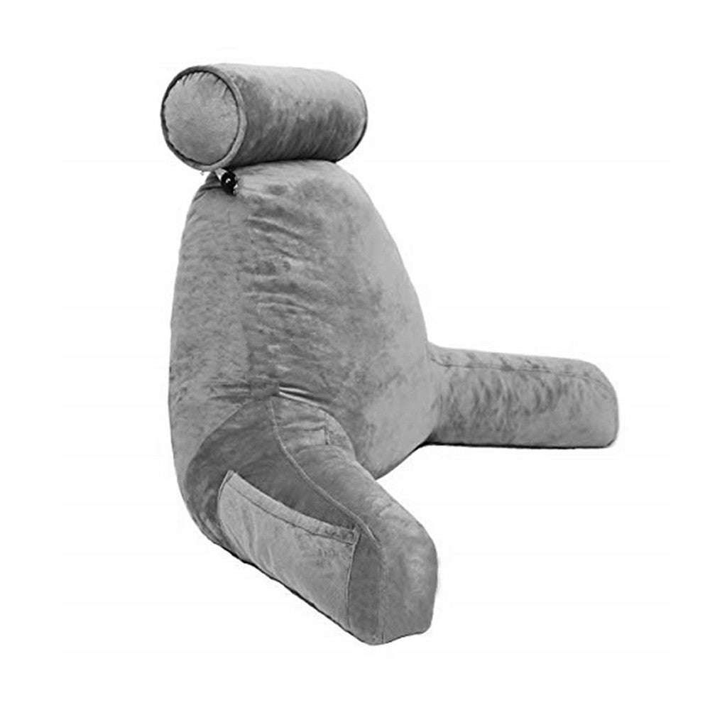 Bed Backrest Pillow Reading Back Support Pillow with Neck Pillow - Grey M