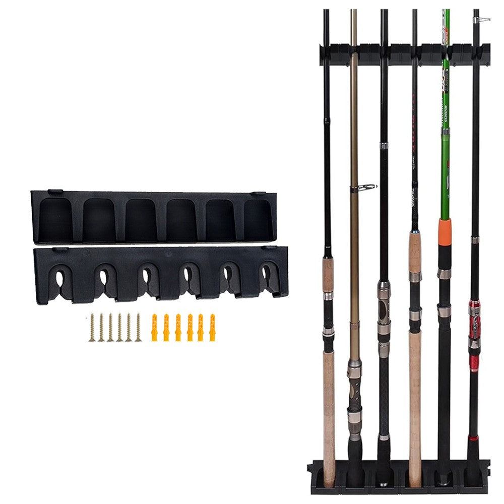 1 X 2-Piece Vertical Fishing Pole Display Holder Set 6-Rod Storage Rack Stand
