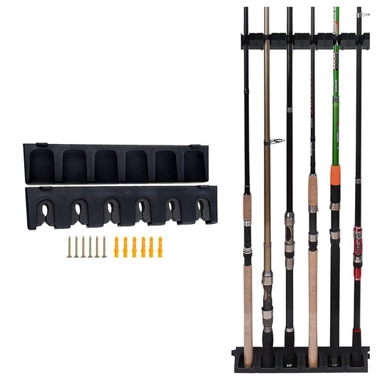 1 X 2-Piece Vertical Fishing Pole Display Holder Set 6-Rod Storage Rack Stand