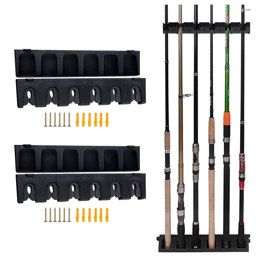 2 X 2-Piece Vertical Fishing Pole Display Holder Set 6-Rod Storage Rack Stand
