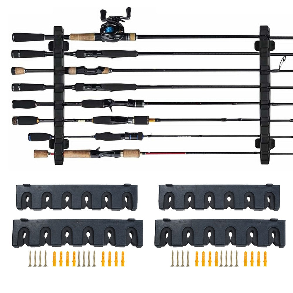 2 X 2-Piece Horizontal Fishing Pole Display Holder Set 6-Rod Storage Rack Stand